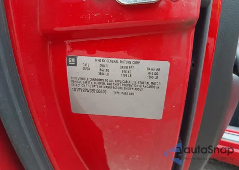 2008 Chevrolet Corvette from USA, damaged, VIN 1G1YY25W985133609